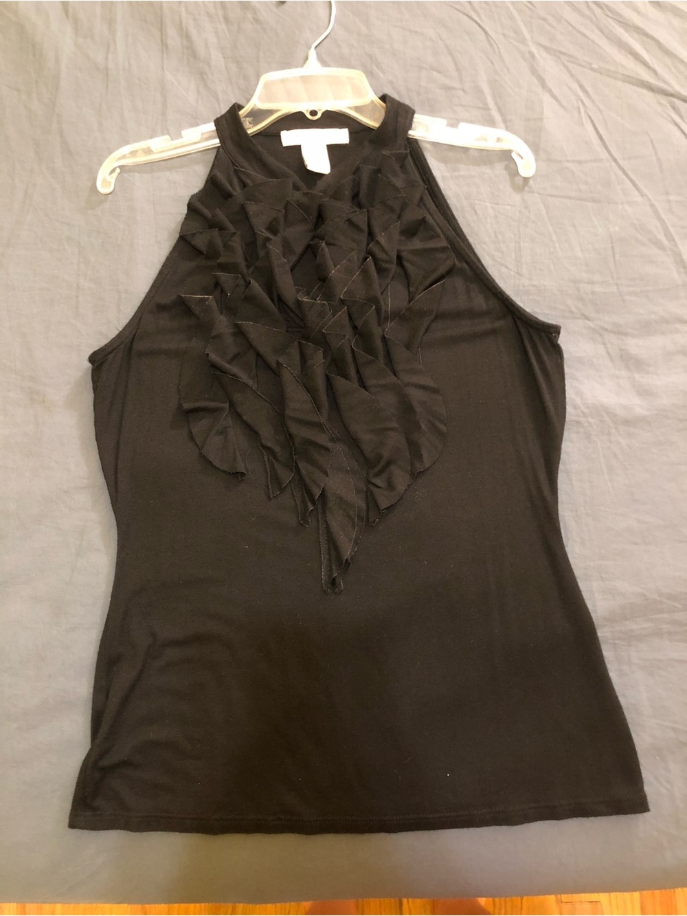 Black Ruffle-Front Halter Camisole